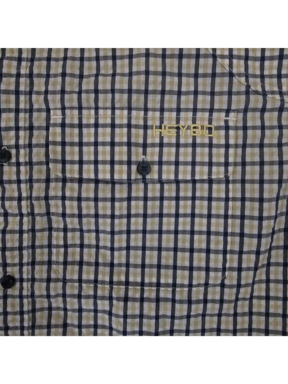 HEYBO Outdoors Navy-Khaki-White Headwaters Seersucker Long Sleeve Shirt Small - Picture 6 of 13